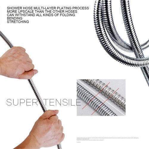 INTEXCA Extra Long Shower Hose 2.45 Meters/ 96 Inches/ 8 Ft. Flexible 304 Stainless Steel Extra Long with Brass Fittings - Polished Chrome - Toytexx INTEXCA Extra Long Shower Hose 2.45 Meters/ 96 Inches/ 8 Ft. Flexible 304 Stainless Steel Extra Long with Brass Fittings - Polished Chrome - Toytexx
